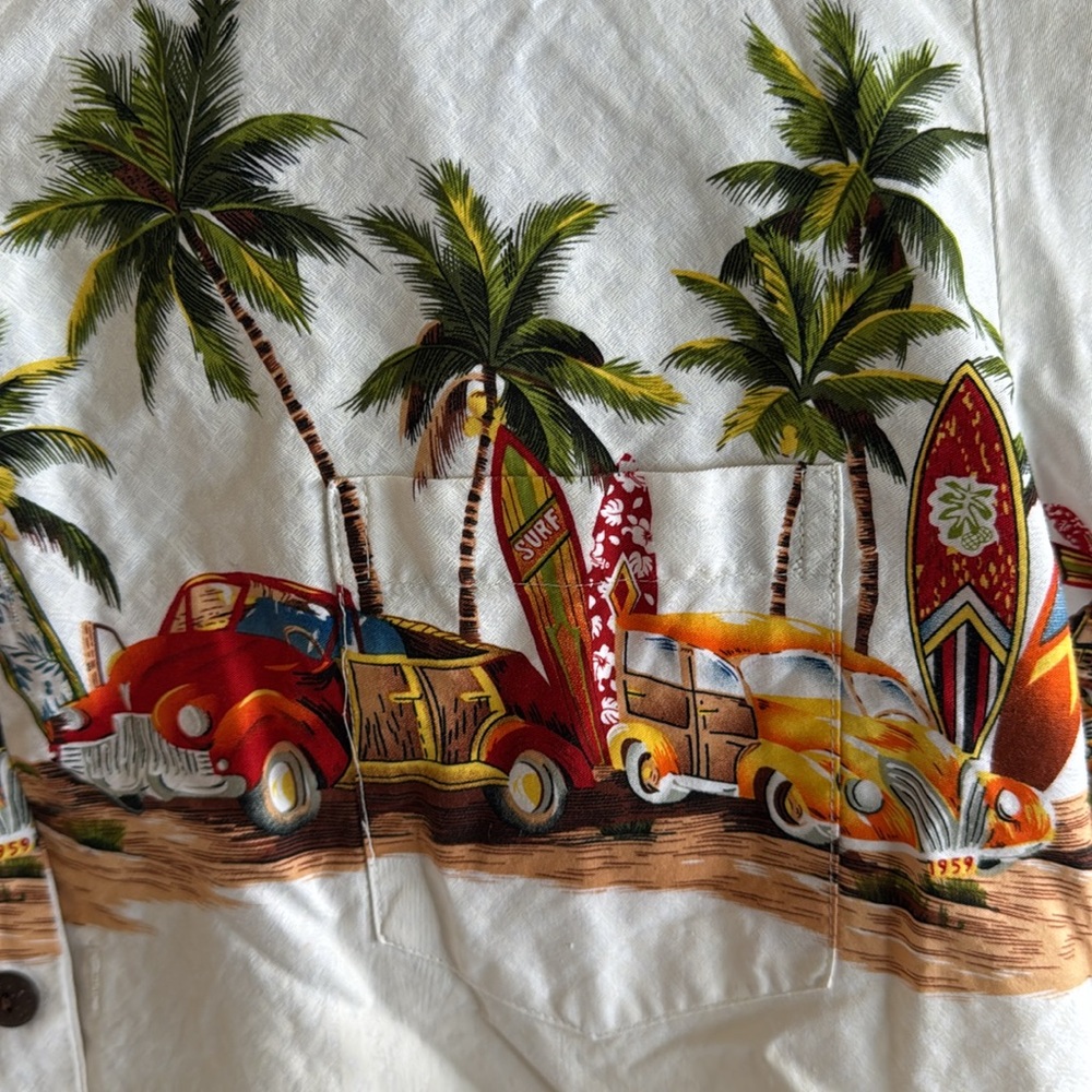 High Surf, Hawaiian Style Button Up Men's Size XL Cotton Short Sleeve, P…